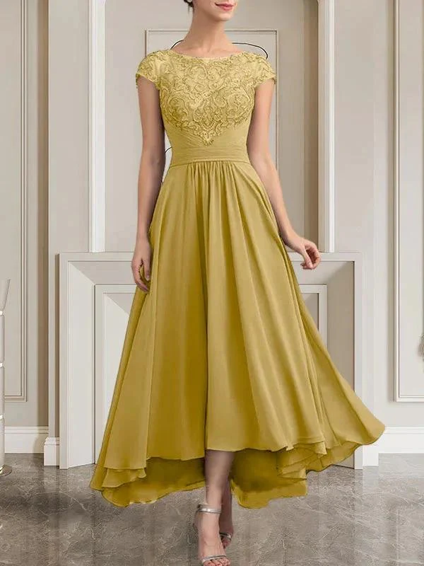 A-line Scoop Floor-Length Lace Chiffon Mother of the Bride Dress With Sequins - Image 26