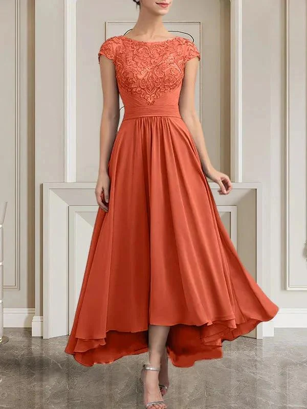 A-line Scoop Floor-Length Lace Chiffon Mother of the Bride Dress With Sequins - Image 28