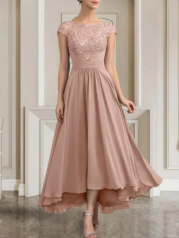 A-line Scoop Floor-Length Lace Chiffon Mother of the Bride Dress With Sequins - Image 30