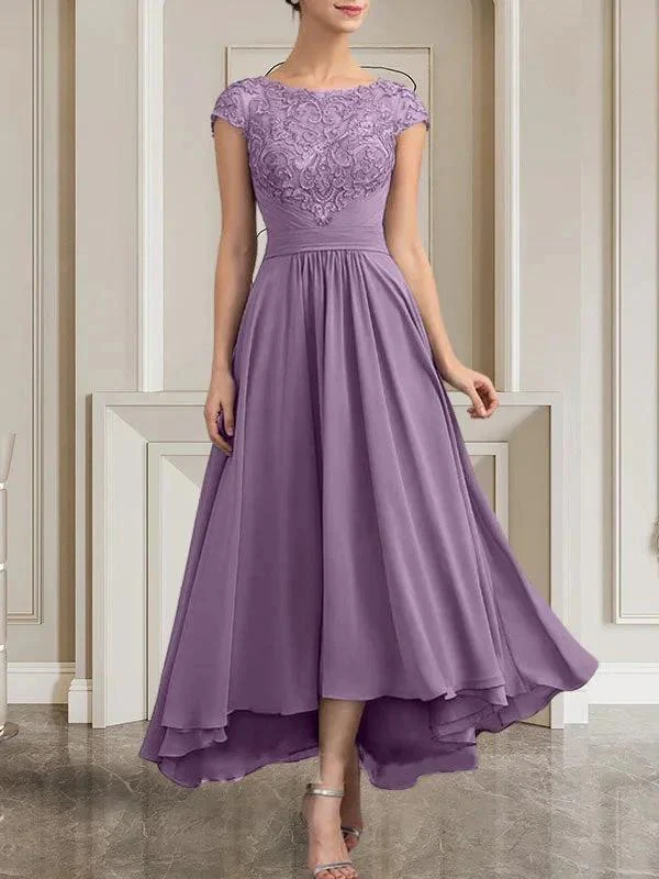 A-line Scoop Floor-Length Lace Chiffon Mother of the Bride Dress With Sequins - Image 31
