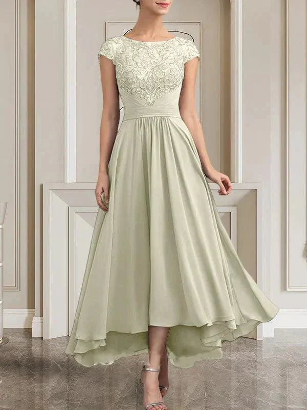 A-line Scoop Floor-Length Lace Chiffon Mother of the Bride Dress With Sequins - Image 32