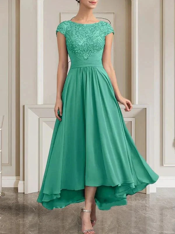 A-line Scoop Floor-Length Lace Chiffon Mother of the Bride Dress With Sequins - Image 34