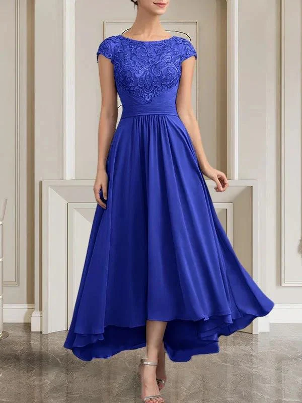 A-line Scoop Floor-Length Lace Chiffon Mother of the Bride Dress With Sequins - Image 35