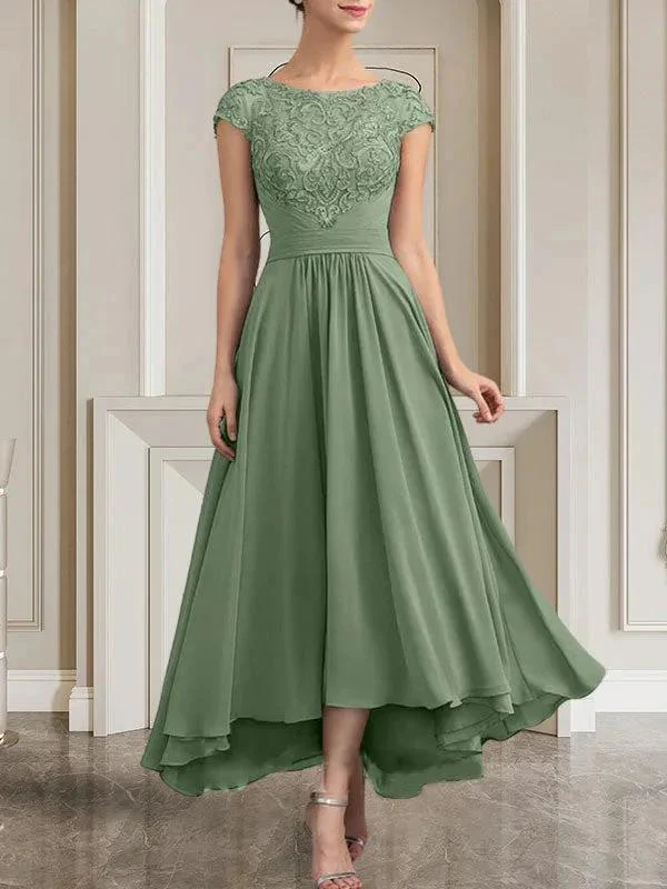 A-line Scoop Floor-Length Lace Chiffon Mother of the Bride Dress With Sequins - Image 36