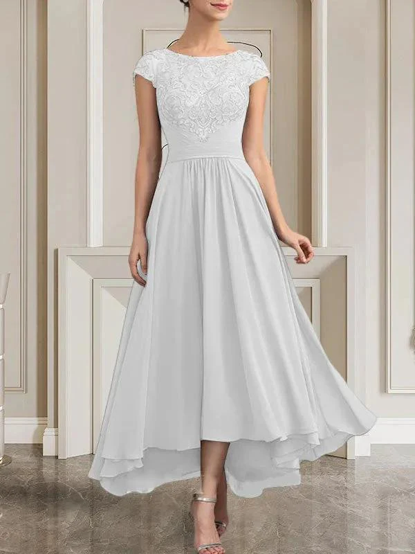 A-line Scoop Floor-Length Lace Chiffon Mother of the Bride Dress With Sequins - Image 37