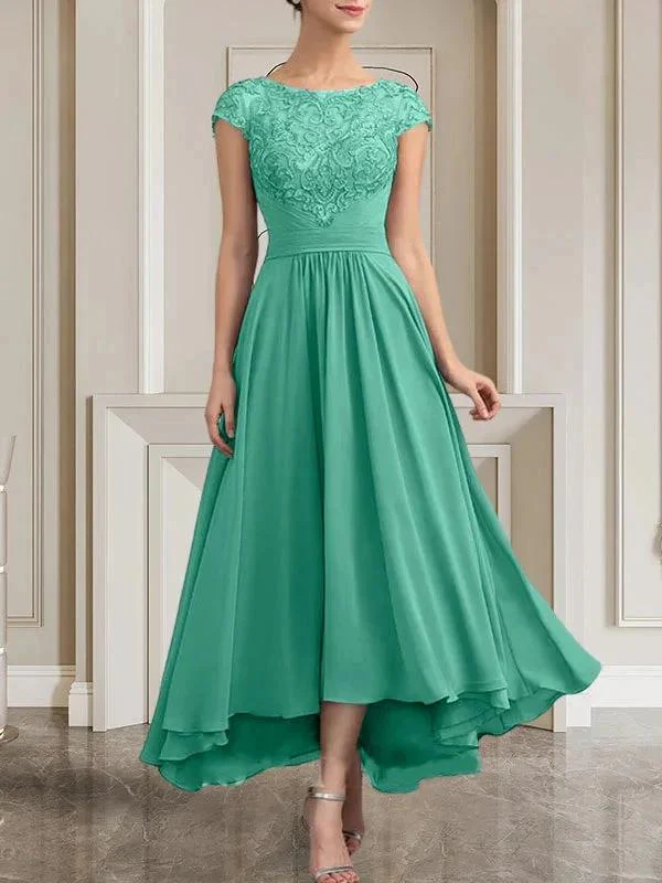 A-line Scoop Floor-Length Lace Chiffon Mother of the Bride Dress With Sequins - Image 39