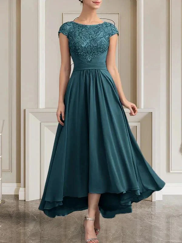 A-line Scoop Floor-Length Lace Chiffon Mother of the Bride Dress With Sequins - Image 40