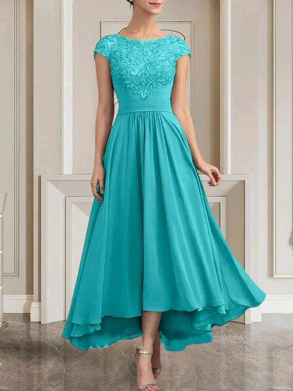 A-line Scoop Floor-Length Lace Chiffon Mother of the Bride Dress With Sequins - Image 41