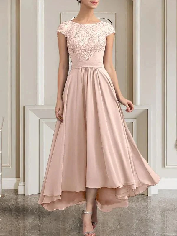 A-line Scoop Floor-Length Lace Chiffon Mother of the Bride Dress With Sequins - Image 42