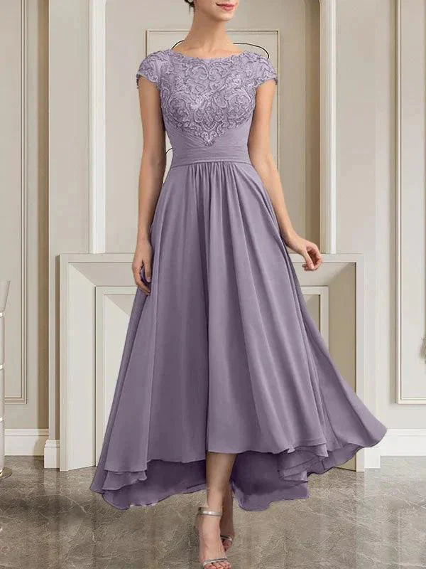 A-line Scoop Floor-Length Lace Chiffon Mother of the Bride Dress With Sequins - Image 43