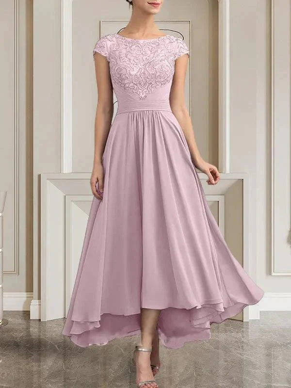 A-line Scoop Floor-Length Lace Chiffon Mother of the Bride Dress With Sequins - Image 44