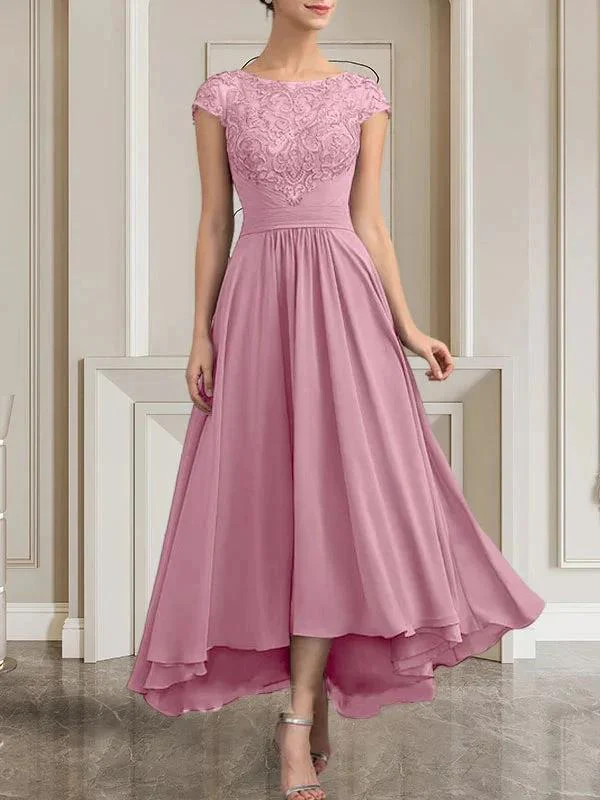 A-line Scoop Floor-Length Lace Chiffon Mother of the Bride Dress With Sequins - Image 46