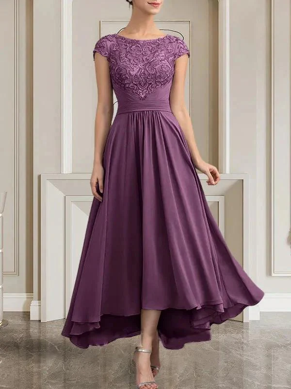 A-line Scoop Floor-Length Lace Chiffon Mother of the Bride Dress With Sequins - Image 47