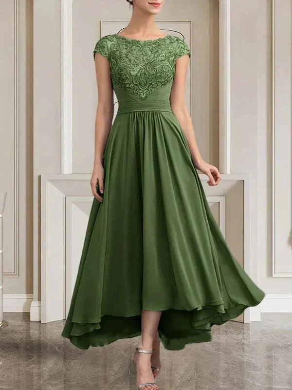 A-line Scoop Floor-Length Lace Chiffon Mother of the Bride Dress With Sequins - Image 48