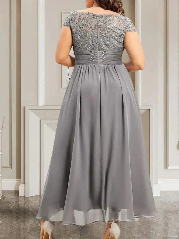 A-line Scoop Floor-Length Lace Chiffon Mother of the Bride Dress With Sequins - Image 50
