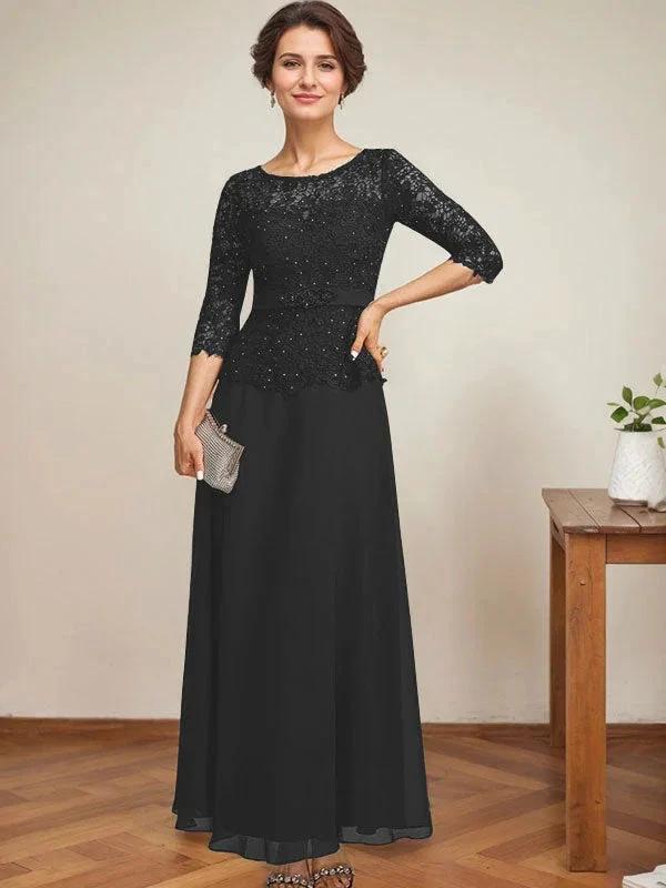 A-line Scoop Illusion Ankle-Length Chiffon Lace Mother of the Bride Dress With Rhinestone Beading - Image 16