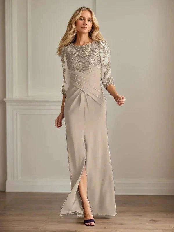 Plum Sheath Lace Stretch Crepe Mother of the Bride Dress - Image 11