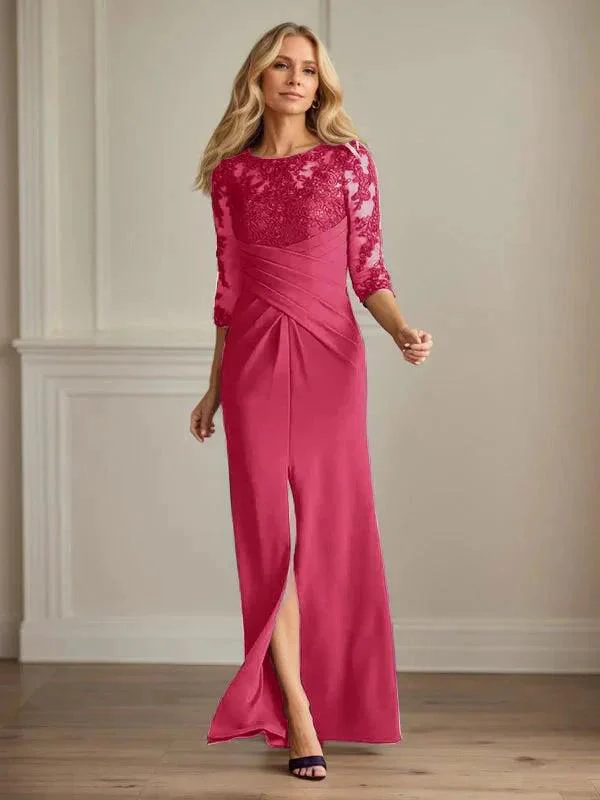 Plum Sheath Lace Stretch Crepe Mother of the Bride Dress - Image 12