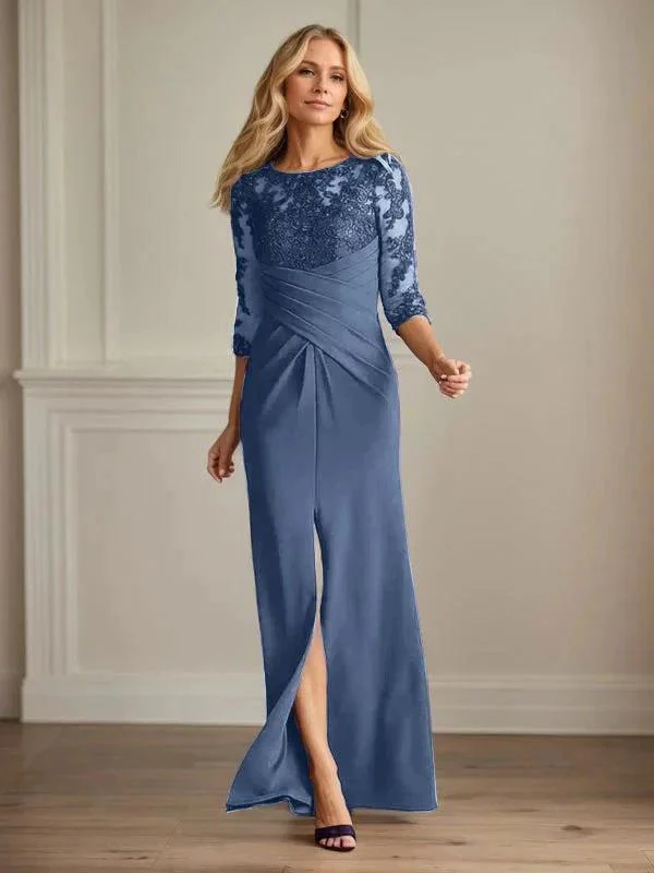 Plum Sheath Lace Stretch Crepe Mother of the Bride Dress - Image 13