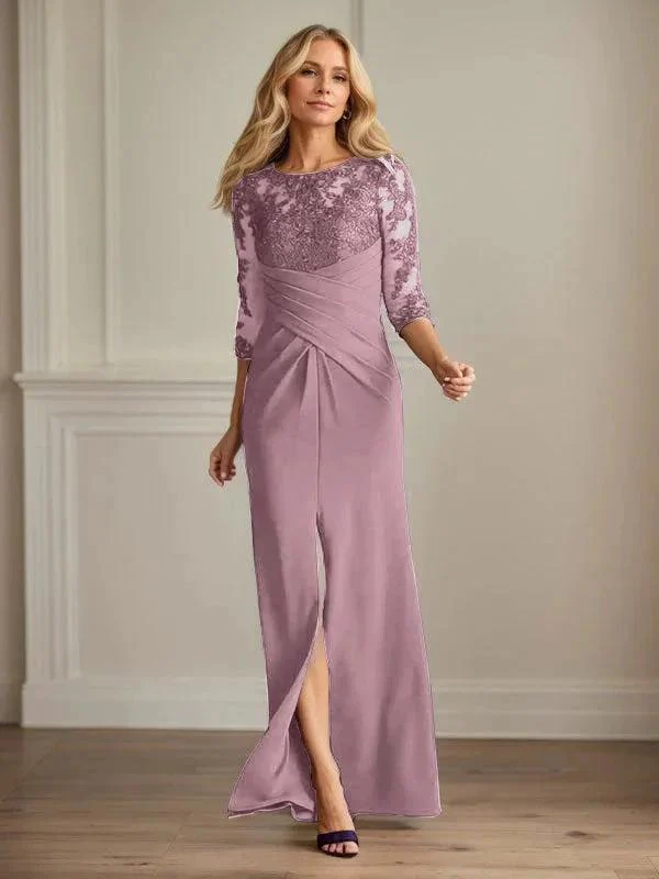 Plum Sheath Lace Stretch Crepe Mother of the Bride Dress - Image 14