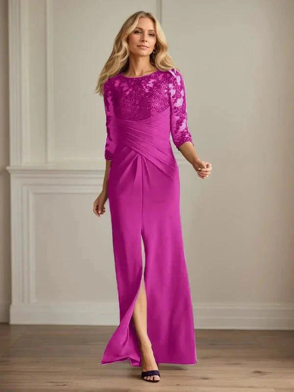Plum Sheath Lace Stretch Crepe Mother of the Bride Dress - Image 15