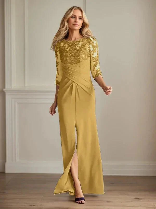 Plum Sheath Lace Stretch Crepe Mother of the Bride Dress - Image 16