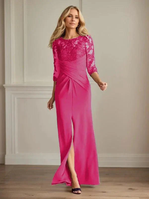 Plum Sheath Lace Stretch Crepe Mother of the Bride Dress - Image 18