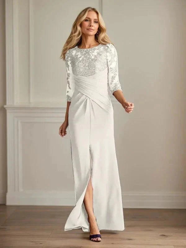Plum Sheath Lace Stretch Crepe Mother of the Bride Dress - Image 19