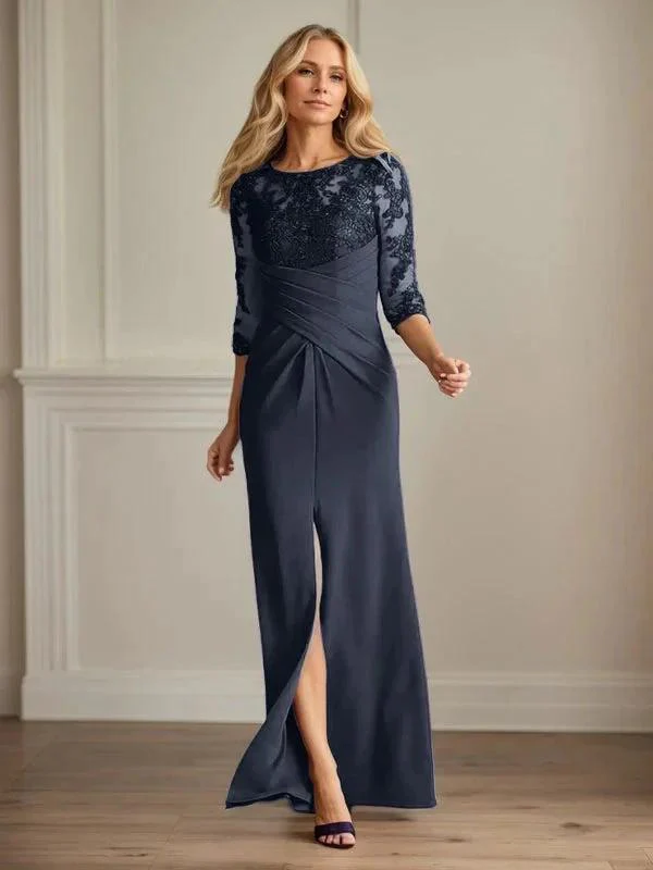 Plum Sheath Lace Stretch Crepe Mother of the Bride Dress - Image 20