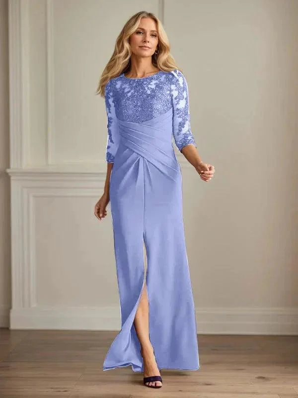 Plum Sheath Lace Stretch Crepe Mother of the Bride Dress - Image 23