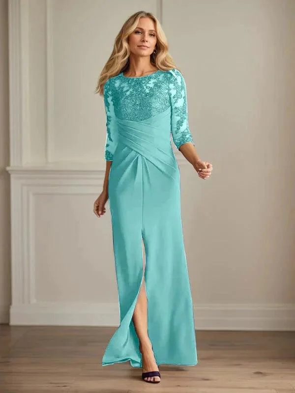 Plum Sheath Lace Stretch Crepe Mother of the Bride Dress - Image 25