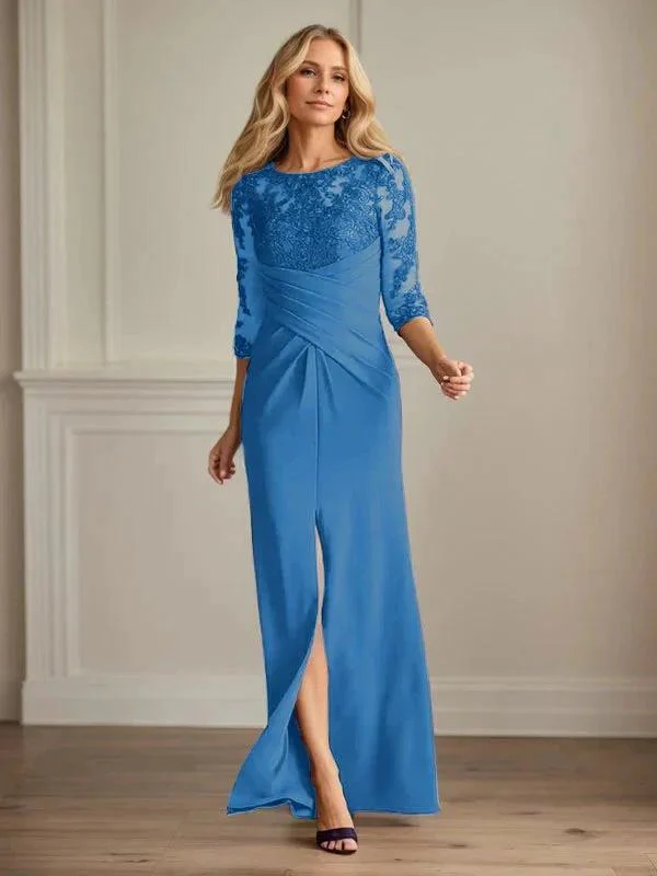 Plum Sheath Lace Stretch Crepe Mother of the Bride Dress - Image 26