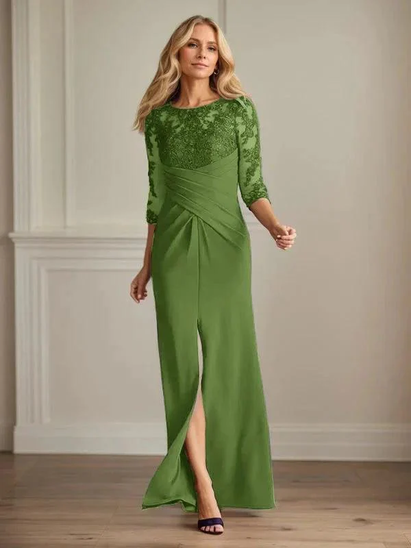 Plum Sheath Lace Stretch Crepe Mother of the Bride Dress - Image 27
