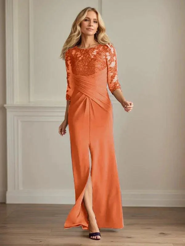 Plum Sheath Lace Stretch Crepe Mother of the Bride Dress - Image 28