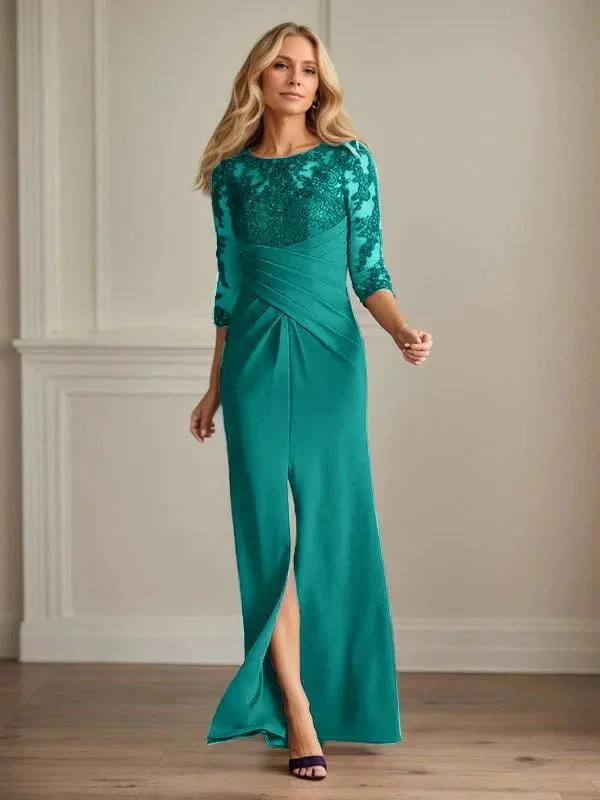 Plum Sheath Lace Stretch Crepe Mother of the Bride Dress - Image 30