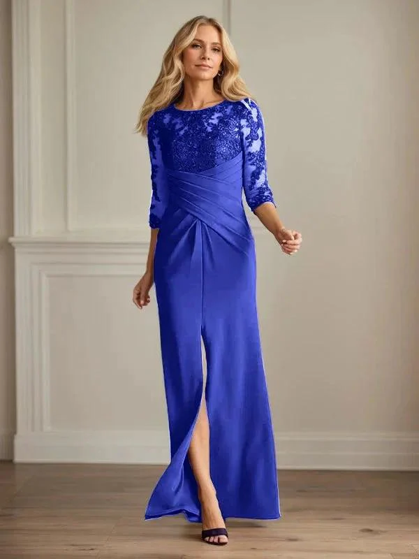 Plum Sheath Lace Stretch Crepe Mother of the Bride Dress - Image 35