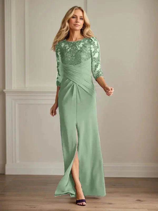 Plum Sheath Lace Stretch Crepe Mother of the Bride Dress - Image 36