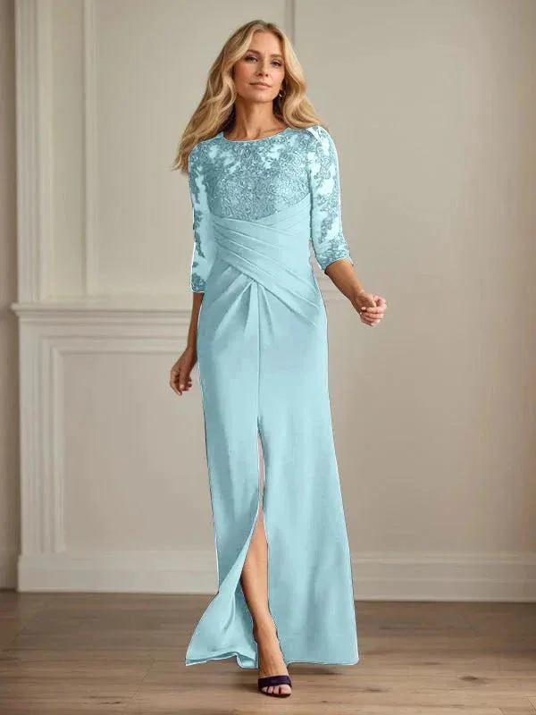 Plum Sheath Lace Stretch Crepe Mother of the Bride Dress - Image 38