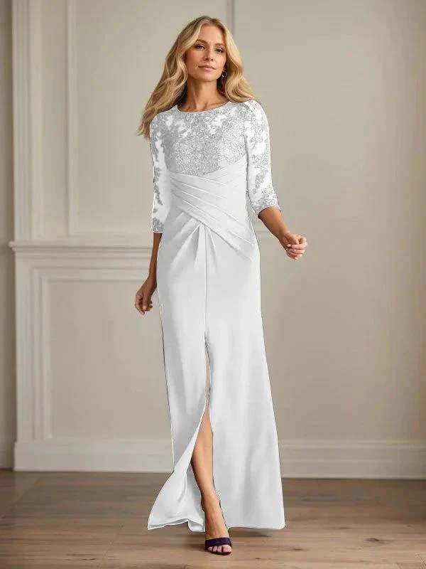 Plum Sheath Lace Stretch Crepe Mother of the Bride Dress - Image 39