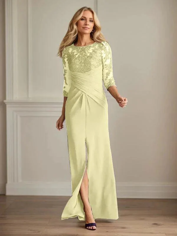 Plum Sheath Lace Stretch Crepe Mother of the Bride Dress - Image 40