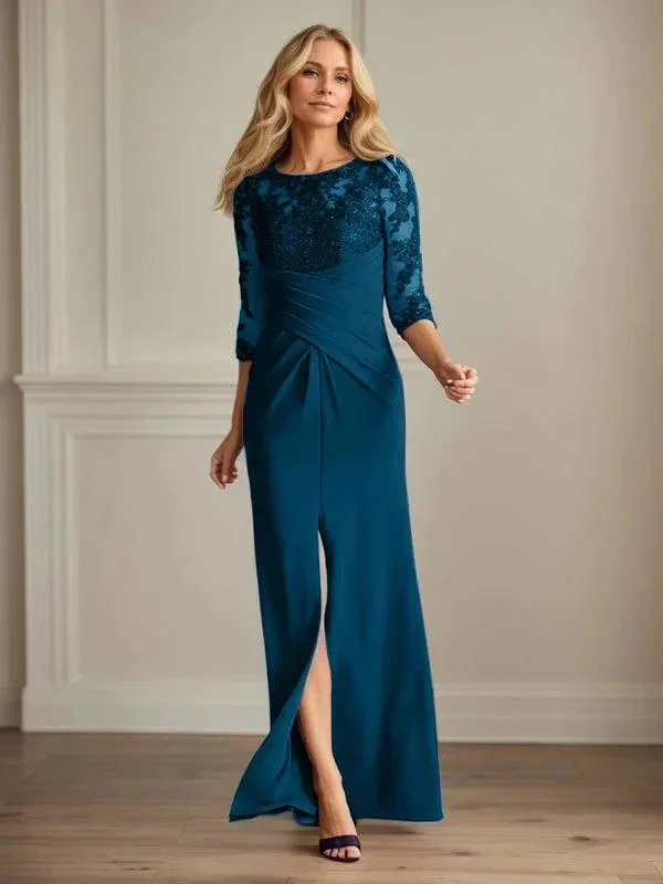 Plum Sheath Lace Stretch Crepe Mother of the Bride Dress - Image 6