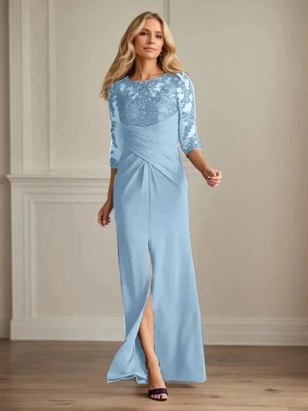 Plum Sheath Lace Stretch Crepe Mother of the Bride Dress - Image 7