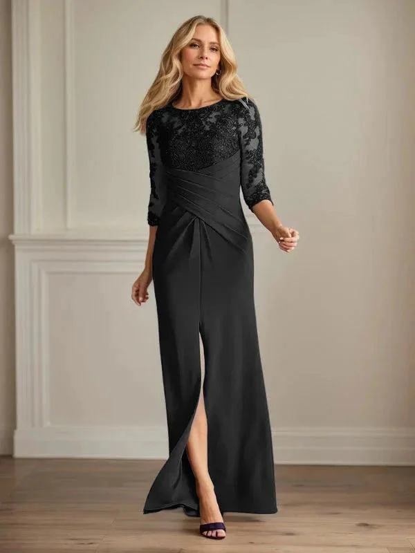 Plum Sheath Lace Stretch Crepe Mother of the Bride Dress - Image 8