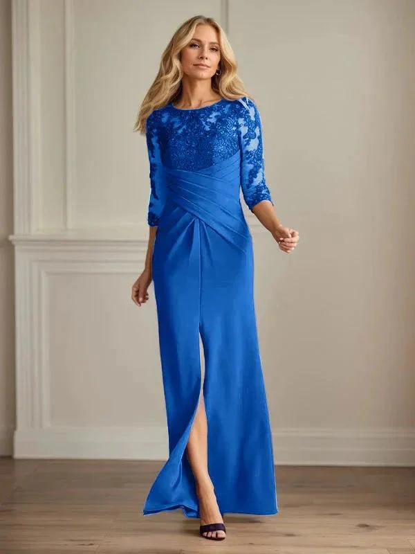 Plum Sheath Lace Stretch Crepe Mother of the Bride Dress - Image 9