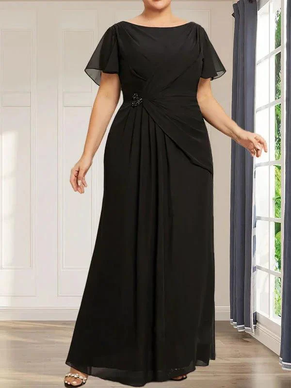 A-line Scoop Illusion Tea-Length Chiffon Lace Mother of the Bride Dress With Beading Sequins - Image 50