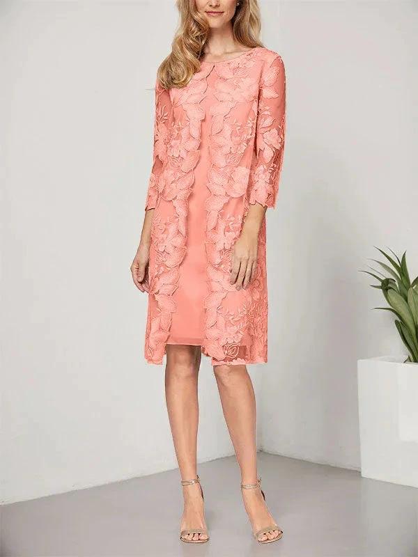A-line Scoop Knee-Length Chiffon Lace Mother of the Bride Dress With Jacket - Image 10
