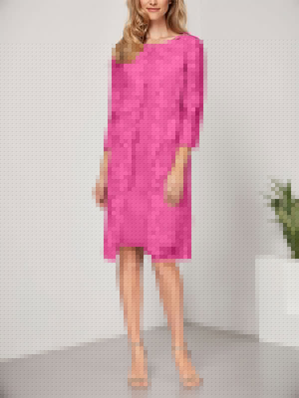 A-line Scoop Knee-Length Chiffon Lace Mother of the Bride Dress With Jacket - Image 12