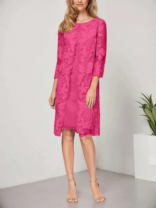 A-line Scoop Knee-Length Chiffon Lace Mother of the Bride Dress With Jacket - Image 15