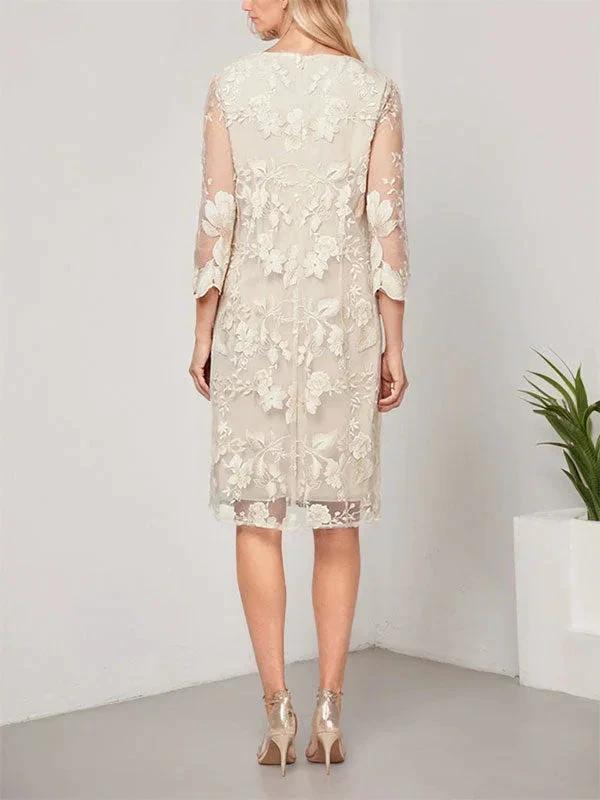 A-line Scoop Knee-Length Chiffon Lace Mother of the Bride Dress With Jacket - Image 2