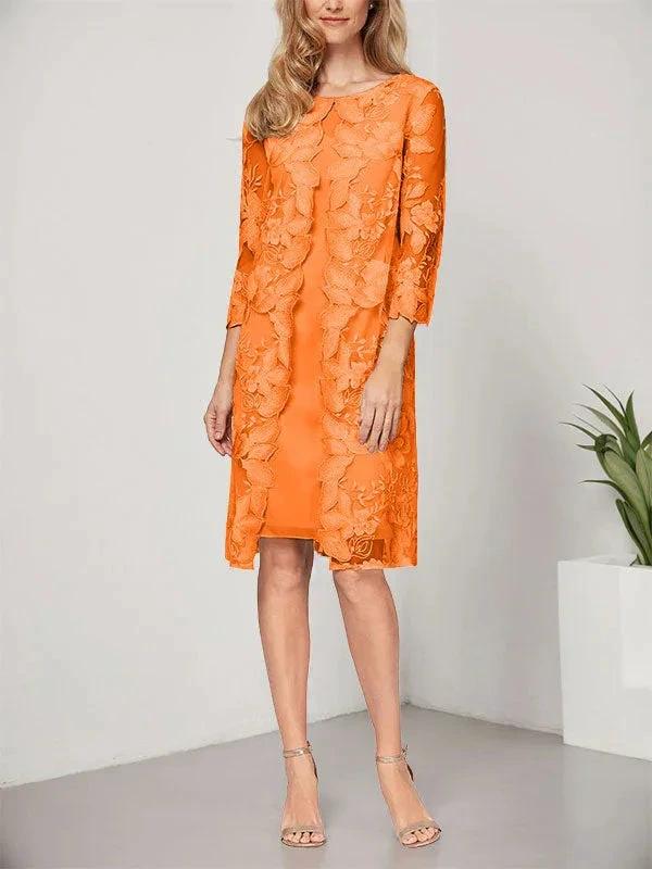 A-line Scoop Knee-Length Chiffon Lace Mother of the Bride Dress With Jacket - Image 25